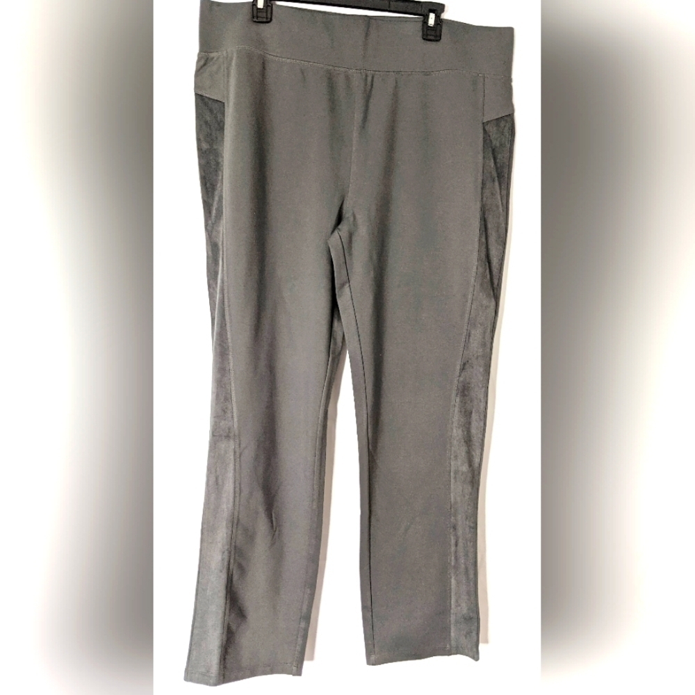 LOGO By Lori Goldstein Dark Gray Stretch Pull-on Pants Leggings Size XL EUC
